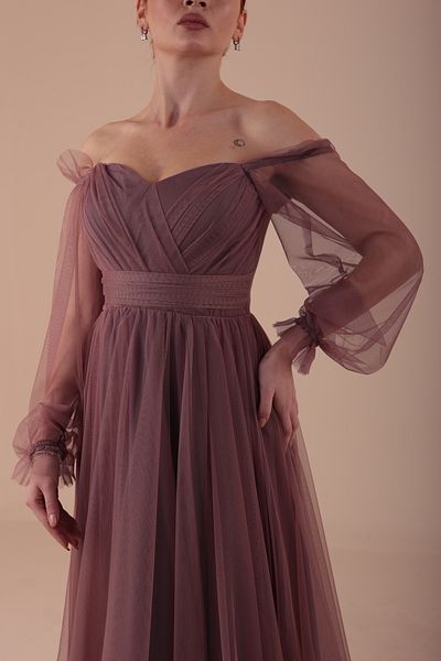 berissima bride θηλυκό |   Φόρεμα με τούλι με μανίκια βιολετί