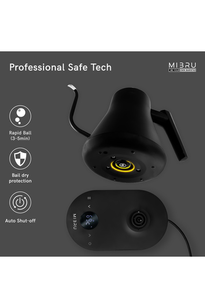 MIBRU 0.8L Electric Kettle 1000W Pour Over Coffee Tea Kettle 304 Stainless Steel