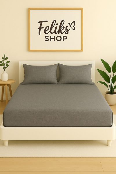 Home Cotton Ranforce Fabric - Double Fitted Sheet Set 180*200 Pillowcases Set 50*70