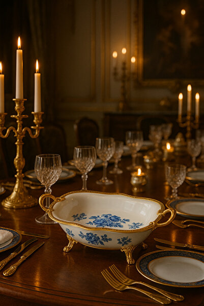 Veliday Davet Ayaklı Sunumluk 36 cm*22cm - Porselen Ayaklı Sunum Tabağı | Pasta ve Tatlı Servis Standı