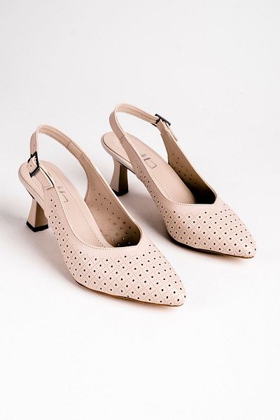 Lal Shoes & Bags Pantofi cu toc pentru femei Petunya, cu gaură deschisă la spate, cremă