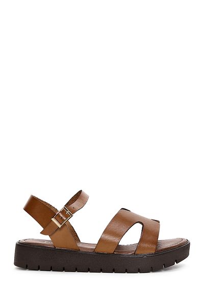 Derimod Women's Tan Ankle Strap Genuine Leather Bodrum Sandals 25Sfd331018