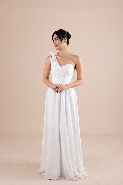 berissima bride Sweetheart λαιμόκοψη με λεπτομέρεια λουλουδιών σιφόν με έναν ώμο για γάμο και φόρεμα σκοποβολής