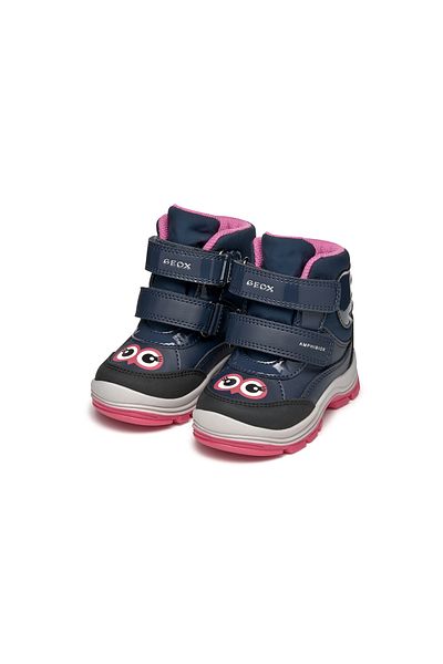 Geox Baby Girl Leather Boots - Navy Blue B Flanfil Banded Waterproof B463Wa054Fuc4268
