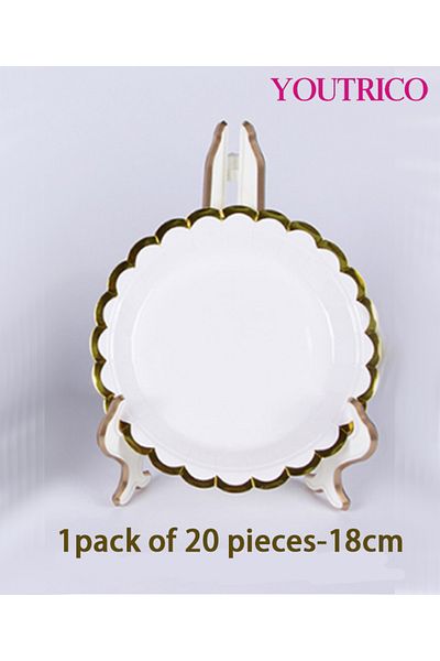 Youtrico Disposable Tableware 20 Pieces-18cm Ideal For Wedding Plating/birthday Party Table Decoration