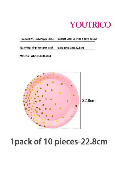 Youtrico Disposable Tableware 10 Pieces-22.8cm Ideal For Wedding Plating/birthday Party Table Decoration