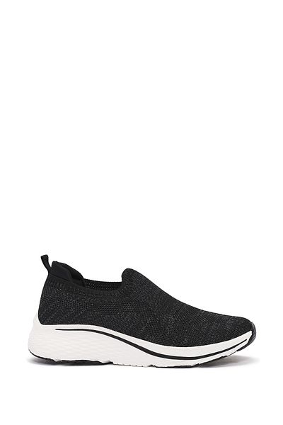 Derimod Zero Women's Black Thick Soled Fabric Sneaker 25Sfe49536F