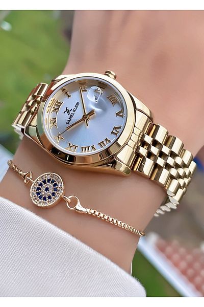 Daniel Klein Gold Color Waterproof Women's Wristwatch and Bracelet Gift