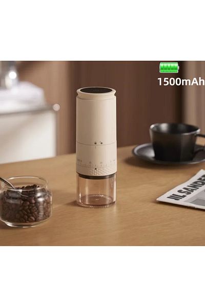 Choice Upgraded Beige New Electric Coffee Grinder 1500mah Conical Coffee Burr Grinder Externally Adjustable