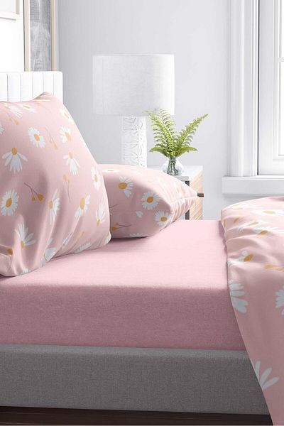 Rivaİstanbul Powder Pink Cotton Single Fitted Sheet 100X200