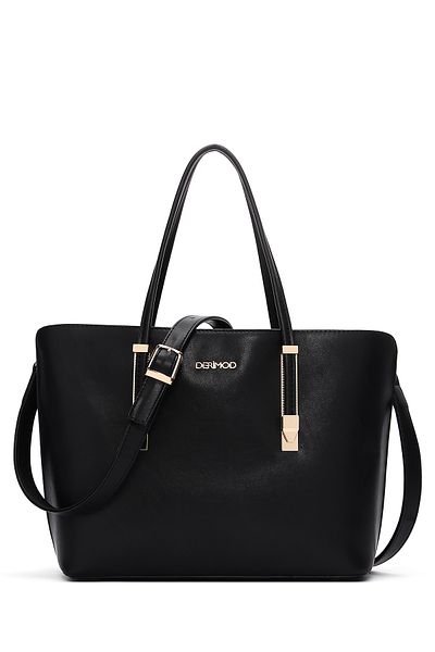 Derimod Women's Black Long Strap Classic Tote Bag Shoulder Bag 25Sbd211218
