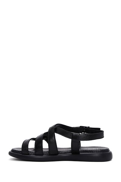 Derimod Women's Black Ankle Strap Genuine Leather Sandals 25Sfd360518