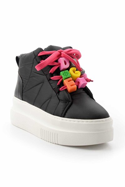 Bambi Siyah Beyaz Kadın Bot & Bootie K02791095367