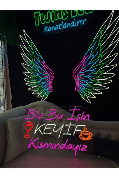 NEON TABELACIM Biz Bu İşin KEYİF Kısmındayız Yazılı ve Şekilli Neon Tabela