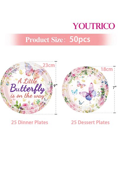 Youtrico Disposable Tableware 50 Pieces-23/18cm Ideal For 25 People Wedding Plating/birthday Party