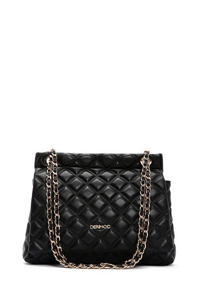 Derimod Women's Black Long Strap Quilted Shoulder Bag 25Sbd2009Kp
