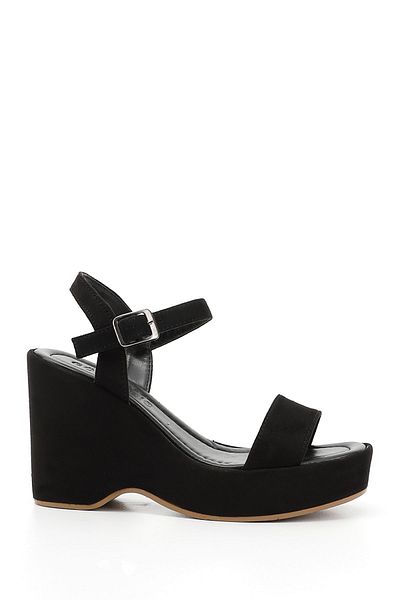 GÖNDERİ(R) Schwarze Nubuk-Sandalen für Damen/Mädchen mit Keilsohle