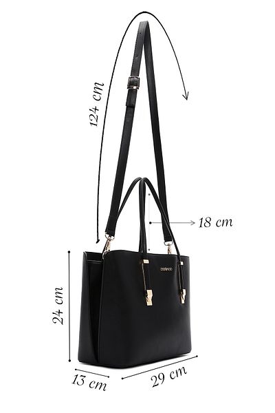 Derimod Women's Black Long Strap Classic Tote Bag Shoulder Bag 25Sbd211218