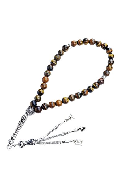 Satürn Silver Kuyumculuk Kişiye Özel Harfli Püsküllü Tesbih - Kaplangözü Taşlı - Doğal Taş Tesbih