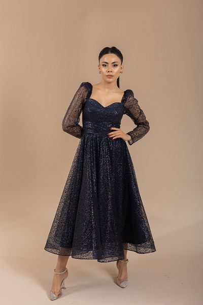 berissima bride Φόρεμα αρραβώνων Cecilia Gradient Tulle Sweetheart λαιμόκοψη Navy Blue