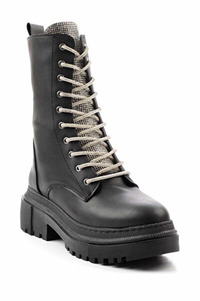 Bambi Siyah Lame Kadın Bot & Bootie K02503901209