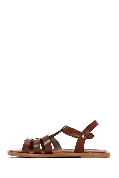 Derimod Women's Brown Genuine Leather Bodrum Sandals 25Sfd332018