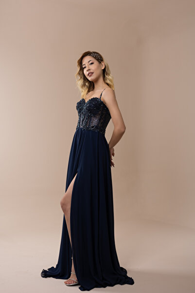 berissima bride Theodora Dantel Işlemeli Transparan Nişan Elbisesi