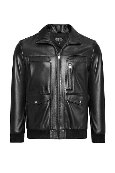 Derimod Bryan Men's Black Leather Jacket 24Wge65511M