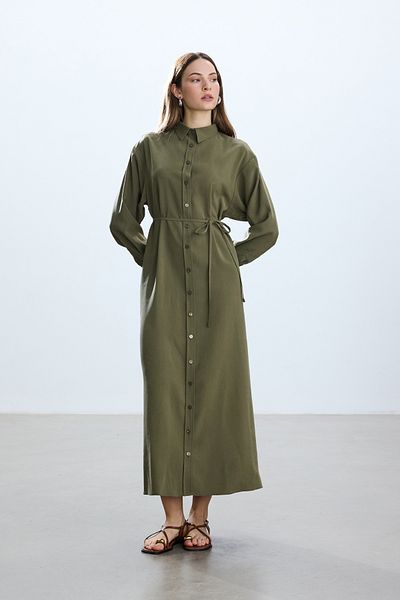 BE BLUE Vintage Shirt Dress - Khaki