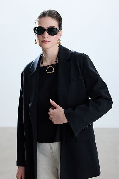 BE BLUE Blazer negru cu fante