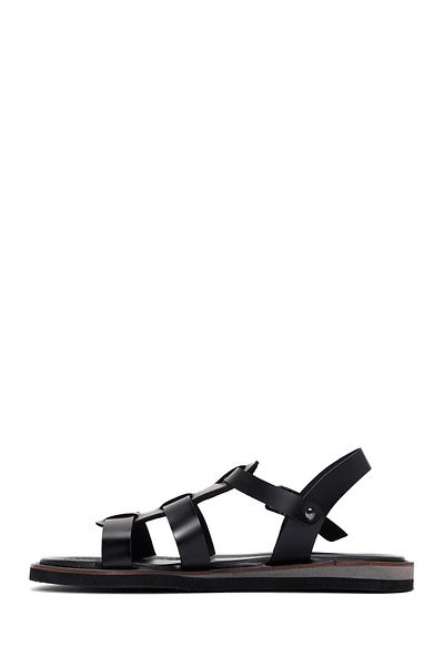 Derimod Women's Black Ankle Strap Genuine Leather Sandals 25Sfd360918