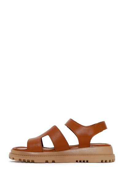 Derimod Women's Tan Genuine Leather Comfort Sandals 25Sfd300218