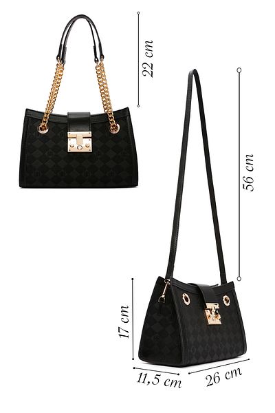 Derimod Women's Black Long Strap Printed Shoulder Bag 25Sbd 200626