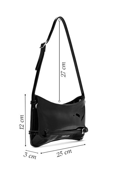 Derimod Women's Black Patent Leather Shoulder Bag 25Sbd 200116