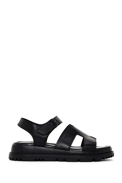 Derimod Women's Black Genuine Leather Comfort Sandals 25Sfd300218