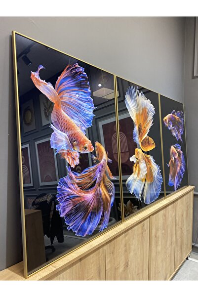 Tablomtr Metal Çerçeveli Gerçek Camlı Tablo GlowA 3 Lü Set