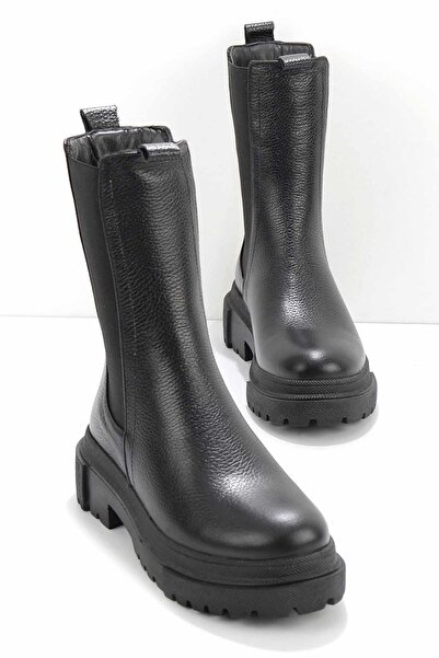 Bambi Siyah Leather Kadın Bot & Bootie K02724300103
