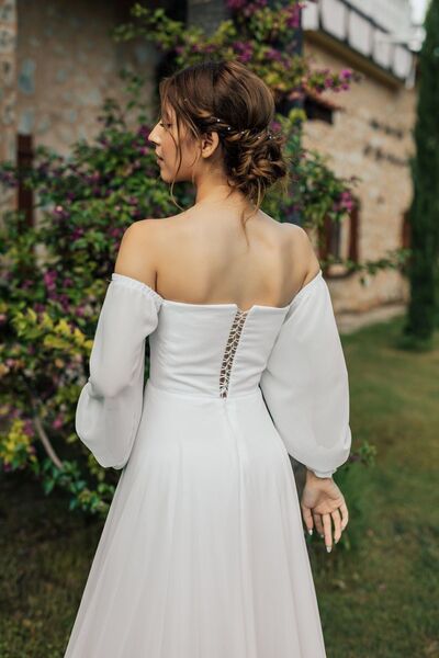 berissima bride Lona Şifon Drapeli Nikah Elbisesi & Helen Gelinlik