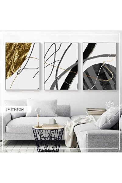 Tablomtr Metal Çerçeveli Gerçek Camlı Tablo Smithson 3 Lü Set