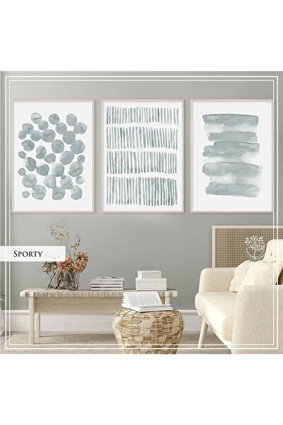 Tablomtr Metal Çerçeveli Gerçek Camlı Tablo SportyG 3 Lü Set