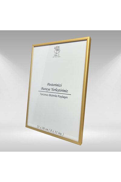 Tablomtr Cadru gol din sticlă cu cadru metalic auriu suspendat pe perete 1 bucată