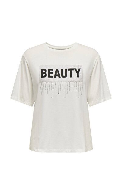 ONLY ONLSANNI S/S STONES TOP B KIRIK BEYAZ Жіноча футболка з короткими рукавами