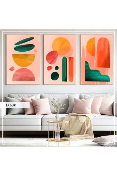 Tablomtr Metal Çerçeveli Gerçek Camlı Tablo Tabor 3 Lü Set