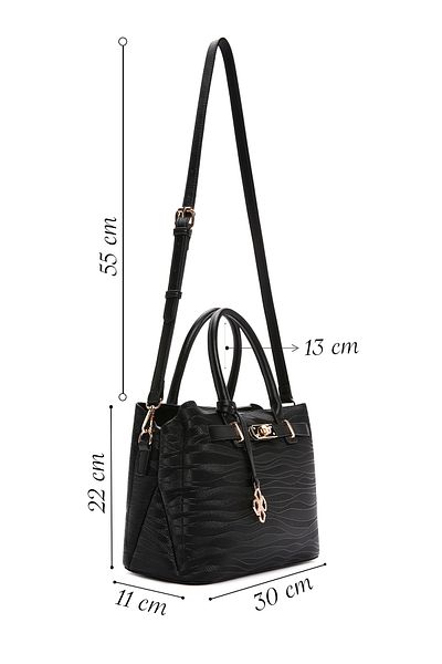 Derimod Women's Black Long Strap Printed Shoulder Bag 25Sbd 283026