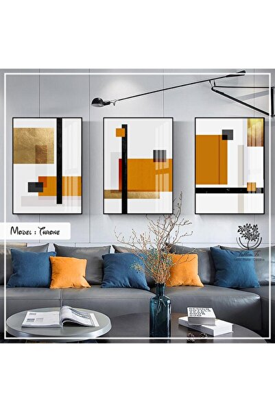 Tablomtr Metal Çerçeveli Gerçek Camlı Tablo Throne 3 Lü Set