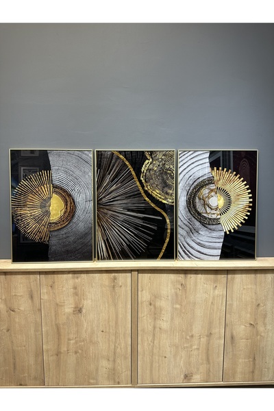 Tablomtr Metal Çerçeveli Gerçek Camlı Tablo Canker 3 Lü Set