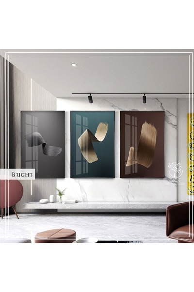 Tablomtr Metal Çerçeveli Gerçek Camlı Tablo Bright 3 Lü Set