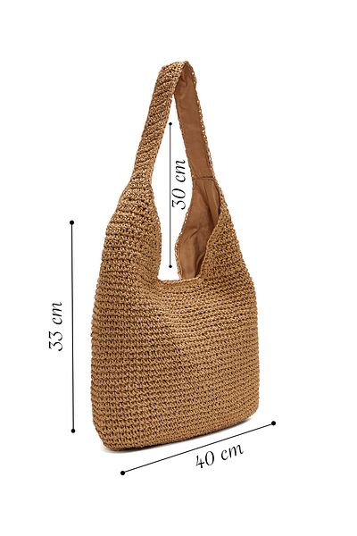 Derimod Women's Beige Straw Shoulder Bag 25Sbd2440M7
