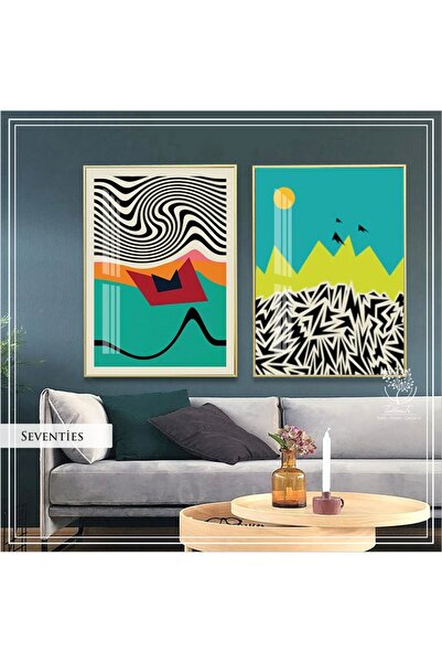 Tablomtr Metal Çerçeveli Gerçek Camlı Tablo SeventiesA 2 liSet