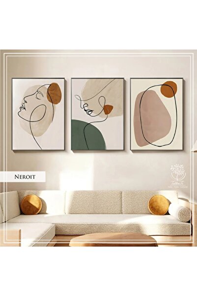 Tablomtr Metal Çerçeveli Gerçek Camlı Tablo NeroitA 3 Lü Set